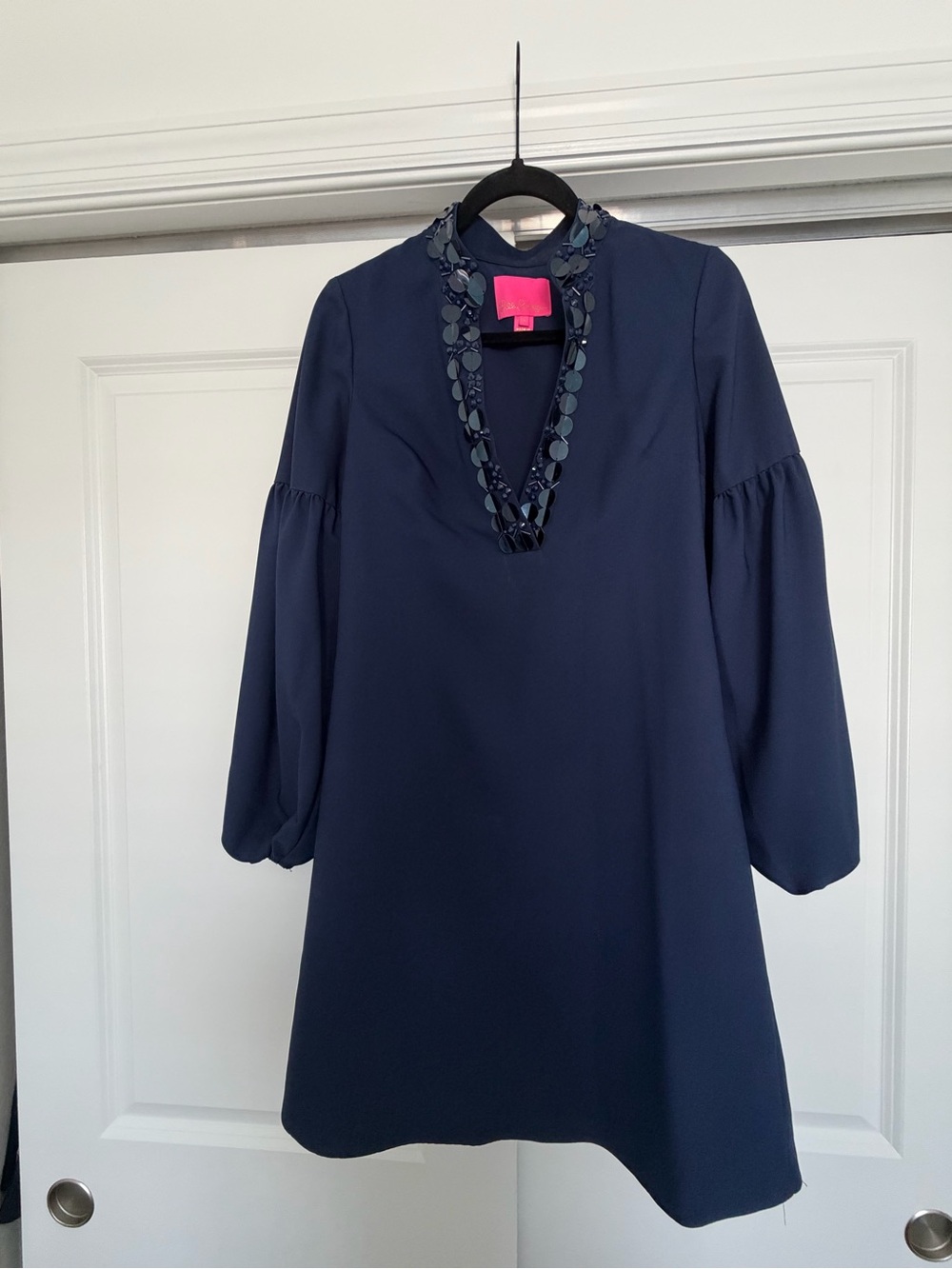 Lilly Pulitzer Navy Mini Dress with Embellished V-Neck